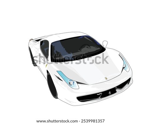 Ferrari 458 Italia V8 Supercar Vector Italian Luxury Sport White