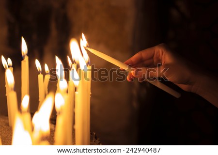 Similar – Image, Stock Photo light candles in Orthodox church.