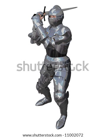 An armoured knight poses with a long sword (2)