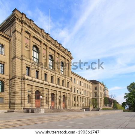 ZURICH - APRIL 20, 2014: Zurich University buildings. The University of Zurich, located in the city of Zurich, is the largest university in Switzerland.
