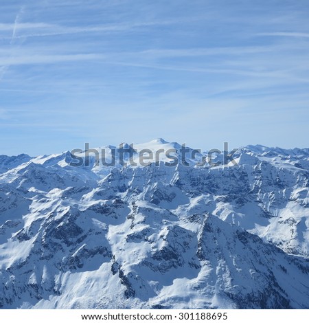 the beautiful snow capped white peaks of the mountains