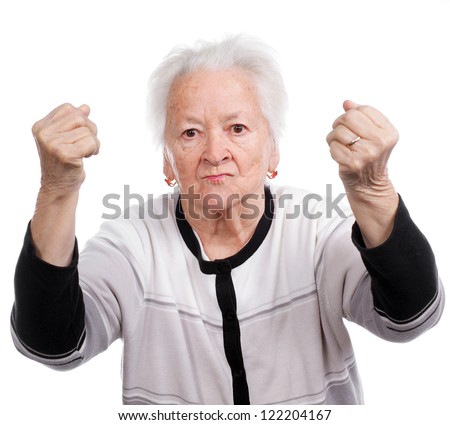 Angry Old Woman Making Fists On White Background Stock Photo 122204167 ...