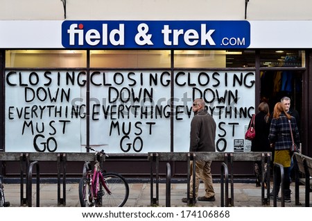 CHICHESTER, ENGLAND - NOVEMBER 10: Field & Trek hold a closing down as Christmas approaches, taken on November 10th in Chichester, England