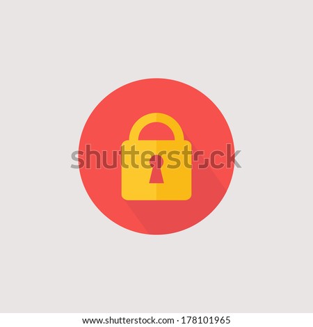 Vector lock icon. Flat design with long shadow