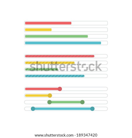 Progress bars vector template. Flat design