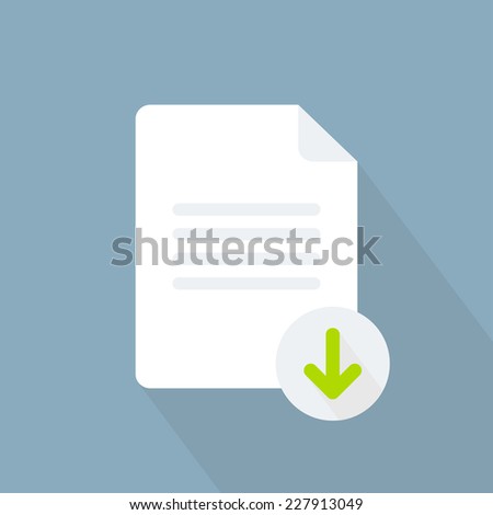 Download document icon. Flat style. Vector illustration