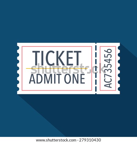 Ticket icon. Flat design. Vector illustration