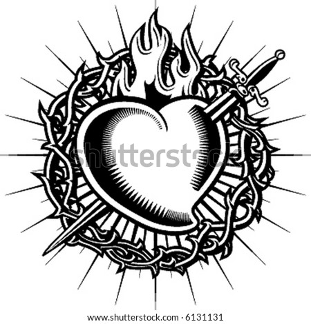 Heart On Fire Stock Vector 6131131 : Shutterstock