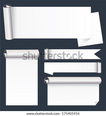 Scroll paper banners background in white texture.