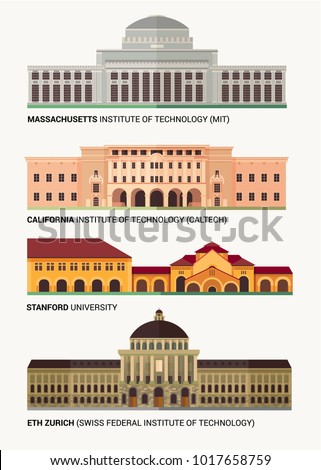 Best National Universities. Flat Colorful Vector Illustration.