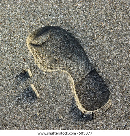 Shoe print on beach
