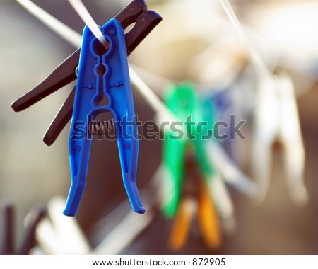 Close-up of cloth pegs on cloths line