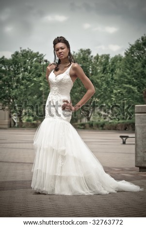 Great looking model in formal dress, special effects added.