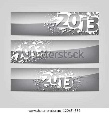 Set of abstract New Year headers, banners