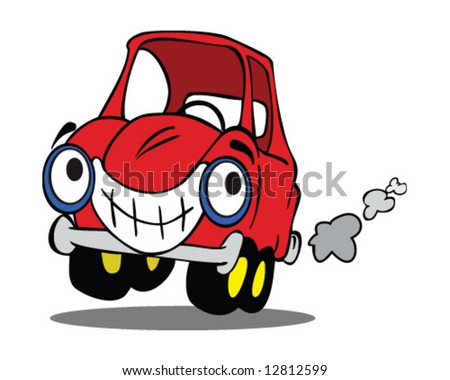 Happy Cartoon Red Car, Smiling Stock Vector Illustration 12812599 ...