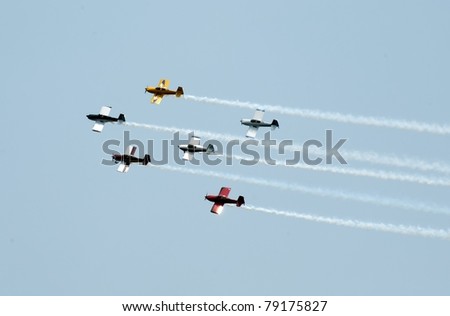OCEAN CITY, MD - JUNE 11: Team RV, the world’s largest air show team, performs during the annual Ocean City Air Show on June 11, 2011 in Ocean City, Maryland.
