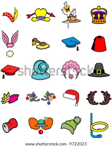 Vector collection of 20 great hats - good for scrapbooks, and updating photos of friends