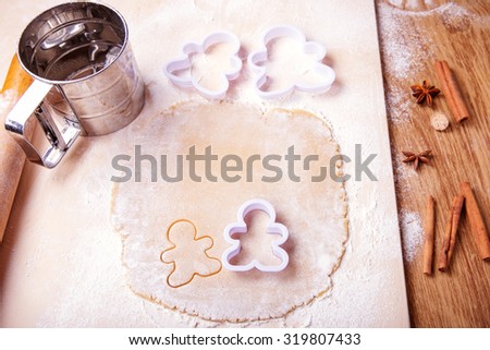 The creation of gingerbread man cookies