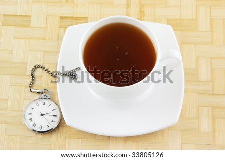 Tea time, cup of tea on wooden background