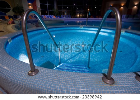 swimming pool blue water at night