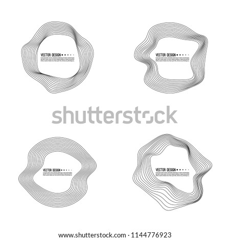 Vector set of deformed round banners. The text box with a distorted contour.