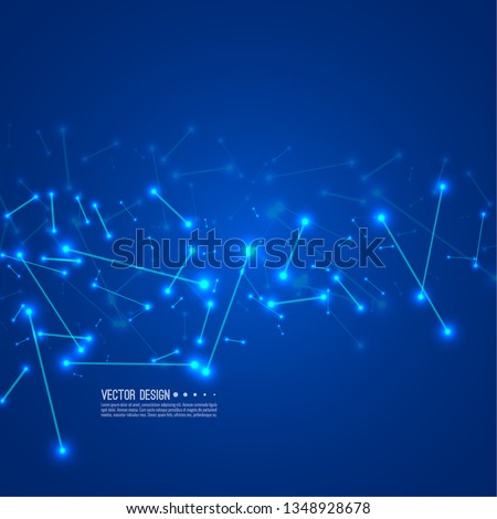 Stream of molecular structures and nano particles. High technology process. Science and neural network concept. Vector abstract background. Foto stock © 
