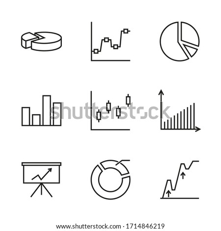 Set of vector chart and graph icons for infographic. Thin line diagrams for business report or presentation.