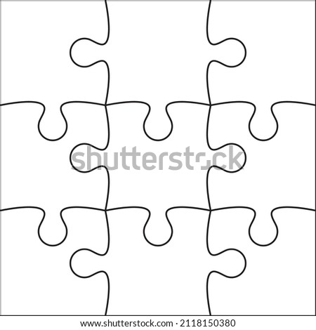 3x3 Jigsaw puzzle vector blank template background. 9 pieces and every piece is single shape.