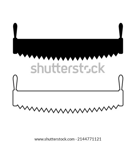 Set of two-handed saw icon. Vector illustration.