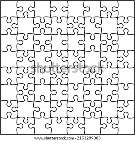 8x8 Jigsaw puzzle vector blank template background. 64 pieces and every piece is single shape.