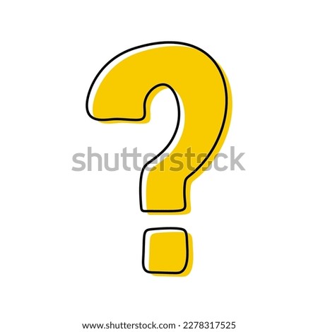 Question mark icon in doodle style. Help symbol. FAQ sign on white background.