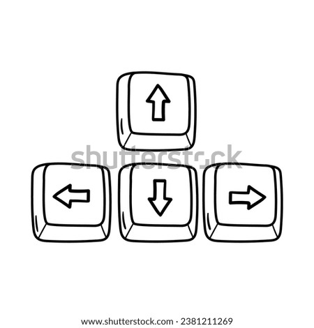 Arrow button vector icon in doodle style. Symbol in simple design. Cartoon object hand drawn isolated on white background.