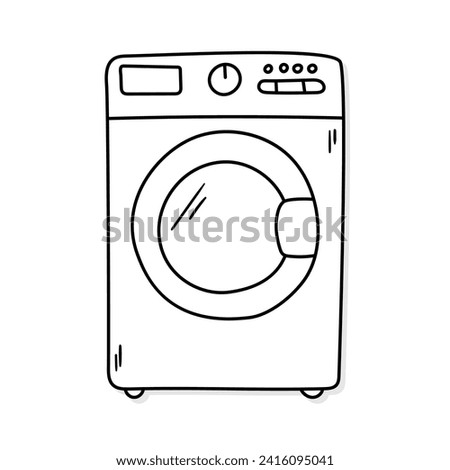 Washing machine vector icon in doodle style. Symbol in simple design. Cartoon object hand drawn isolated on white background.