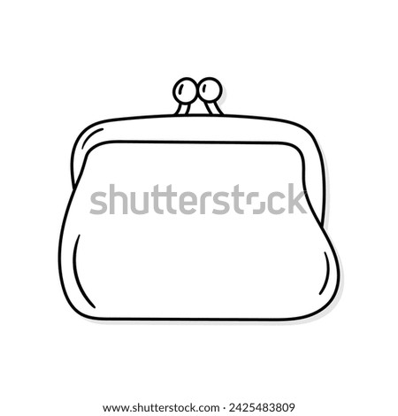 Vintage purse vector icon in doodle style. Symbol in simple design. Cartoon object hand drawn isolated on white background.