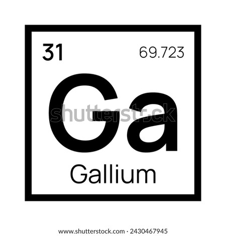 Gallium chemical element of the periodic table. Vector isolated symbol Ga