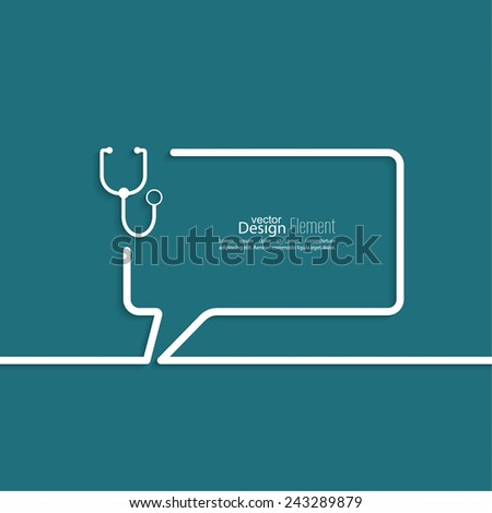 Abstract background with Speech Bubbles symbol. Outline. stethoscope, diagnosis and treatment