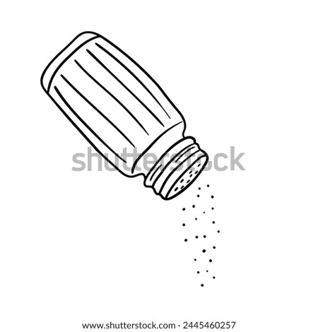 Salt shaker vector icon in doodle style. Symbol in simple design. Cartoon object hand drawn isolated on white background.