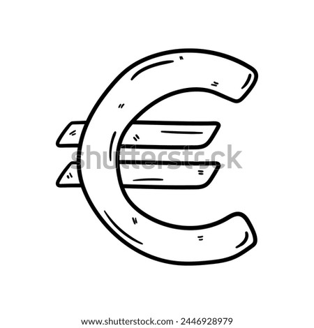 Euro sign vector icon in doodle style. Symbol in simple design. Cartoon object hand drawn isolated on white background.