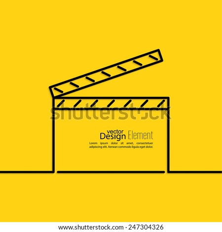 clapper board on a yellow background. symbol for film and video. 