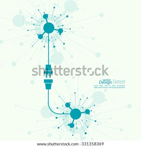 Contemporary Abstract background with wire plug and socket. 