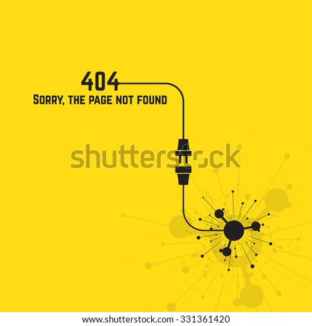 404 connection error. Abstract background with wire plug and socket. Sorry, page not found. vector. The explosion of molecules, scattering particles.