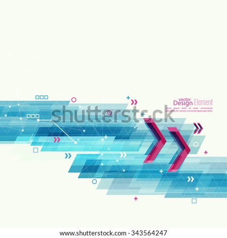 Abstract background with blue stripes, plus and curves. 