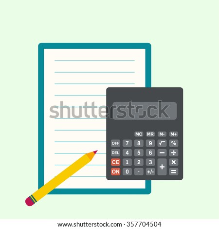Calculator, sheets of paper and a pencil. 