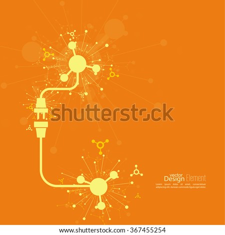 Contemporary Abstract background with wire plug and socket. 