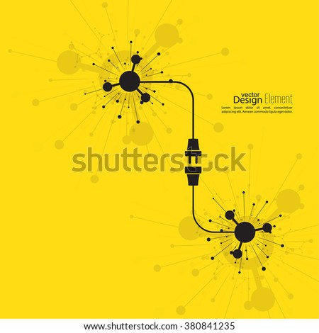 Contemporary Abstract background with wire plug and socket. Concept connection, disconnection, electricity. 