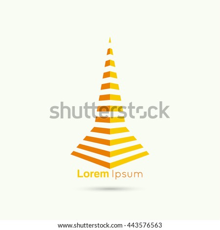 Geometric figure. Pyramid of the strips. Trendy modern logo.