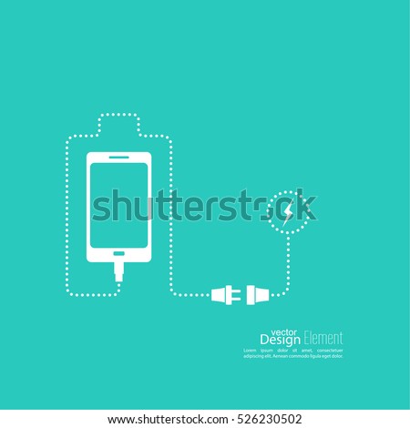 Abstract background with charge mobile phones. usb cable is connected to the smartphone. 