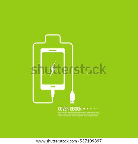 Abstract background with charge mobile phones. usb cable is connected to the smartphone. 