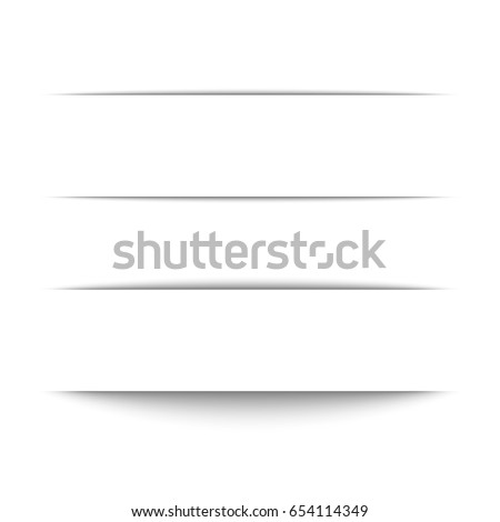 Set of black shadow for page tab dividers. Vector isolated on white background. Collection paper shadow effect. 