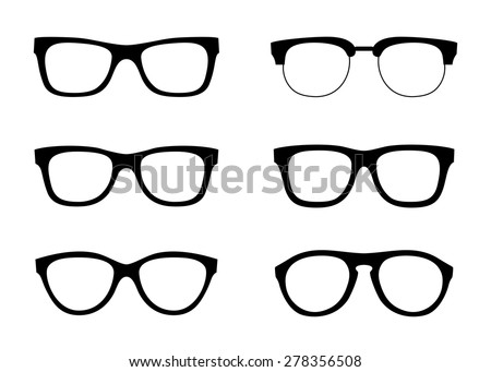 Vector glasses shapes set, black series, illustration 